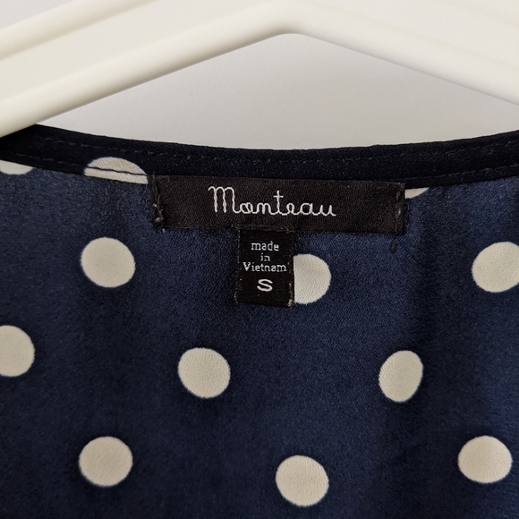 Monteau Blue polka dot cinched tunic - Picture 2 of 3